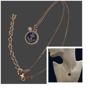 BRIGHTON Indigo Beach Nautical Sailor Boat Anchor Pendant Chain Necklace